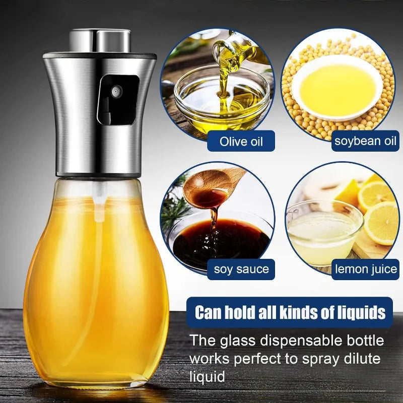 Oil Sprayer for Cooking, 200ML Olive Oil Sprayer Mister, stainless steel Oil Spray Bottle,Portable Oil Spritzer Kitchen Gadgets